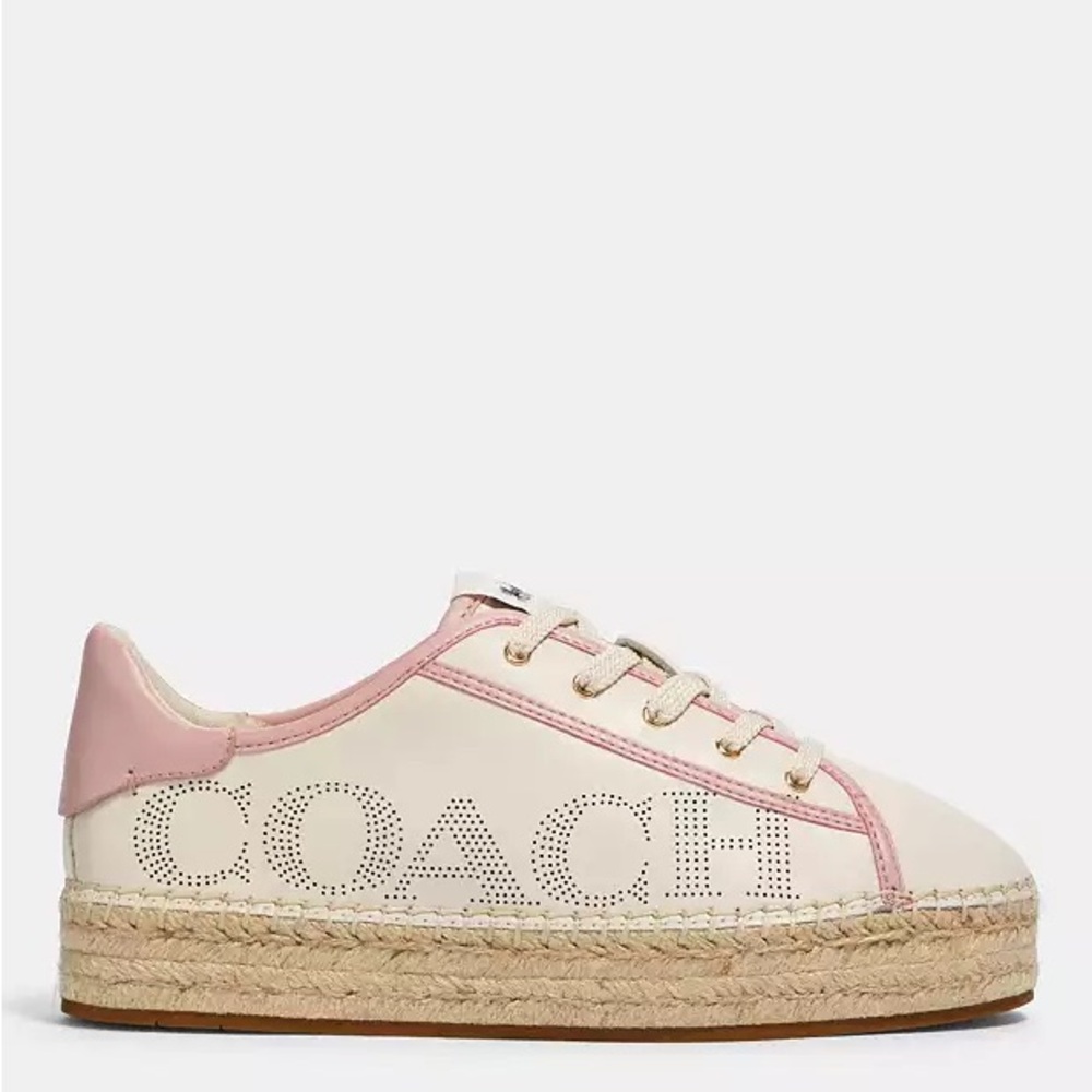 Coach Cate Pink and Cream Espadrille Sneakers size 10